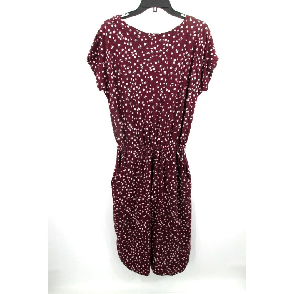 LuLaRoe Midi Blouson Dress Womens XS Burgundy Floral Cottagecore Boho Pockets